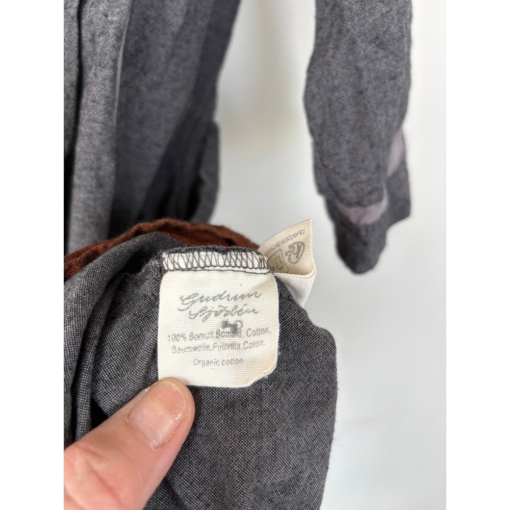 Gudrun Sjoden Grey Organic Cotton Striped Button Front Pocket Dress Large - Picture 7 of 10